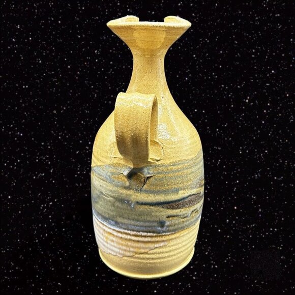 Hand Trown Pottery Jug Pitcher Hand Made Signed Blue Stoneware Vintage 11”T 6”W - Picture 4 of 16